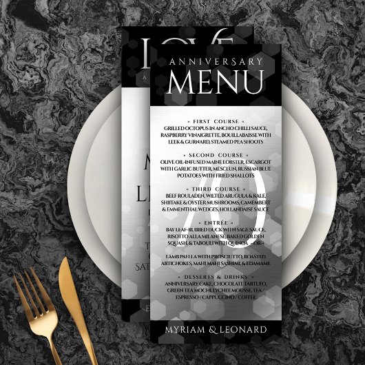 Elegant 70th Platinum Wedding Jubileum Menu