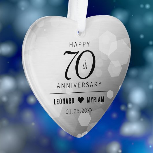 Elegant 70th Platinum Wedding Jubileum Ornament