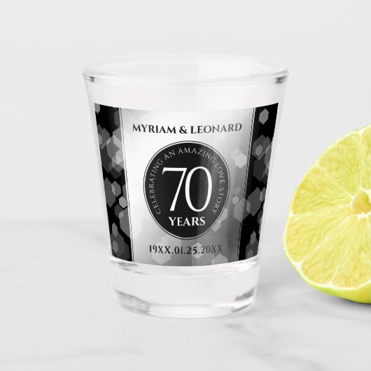 Elegant 70th Platinum Wedding Jubileum Shot Glas (Voorkant)