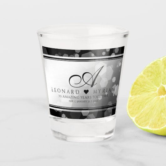 Elegant 70th Platinum Wedding Jubileum Shot Glas (Voorkant)