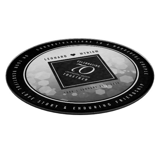 Elegant 70th Platinum Wedding Jubileum Snijplank (Hoek)