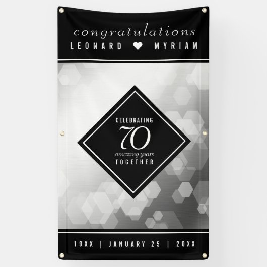 Elegant 70th Platinum Wedding Jubileum Spandoek (Verticaal)