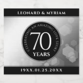 Elegant 70th Platinum Wedding Jubileum Sparkling Wijnetiket (Enkel label)