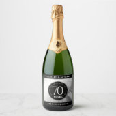 Elegant 70th Platinum Wedding Jubileum Sparkling Wijnetiket (Voorkant)