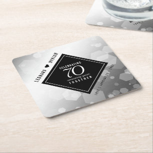 Elegant 70th Platinum Wedding Jubileum Vierkante Kartonnen Onderzetter