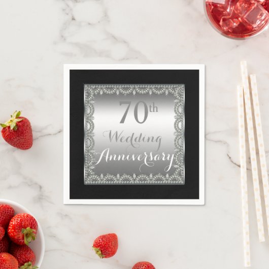 Elegant 70th Silver en Diamonds Jubileum Servetten (Insitu)
