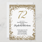 Elegant 72nd Birthday Invitation With Gold Sequins (Devant)