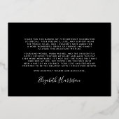 Élégant 75e anniversaire Black Foil Carte de remer (Verso)