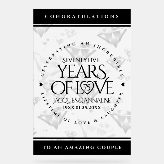 Élégant 75e anniversaire de Mariage de diamant (Recto)