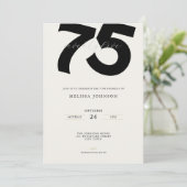 Elegant 75th Birthday Invitation - Minimal Style (Debout devant)