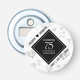 Elegant 75th Diamond Bruiloft Jubileum Button Flesopener