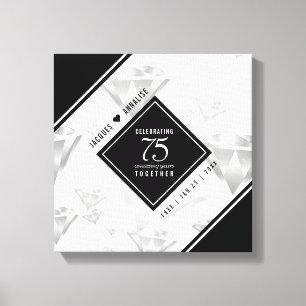 Elegant 75th Diamond Bruiloft Jubileum Canvas Afdruk