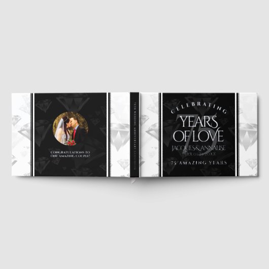 Elegant 75th Diamond Bruiloft Jubileum Gastenboek (Volledig)