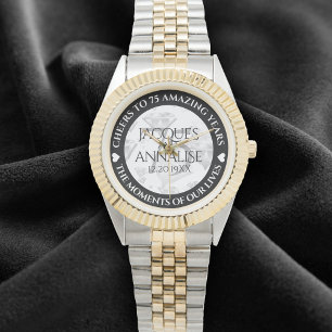 Elegant 75th Diamond Bruiloft Jubileum Horloge