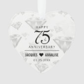 Elegant 75th Diamond Bruiloft Jubileum Ornament (voorkant)