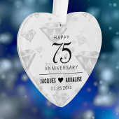 Elegant 75th Diamond Bruiloft Jubileum Ornament