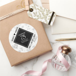 Elegant 75th Diamond Bruiloft Jubileum Ronde Sticker