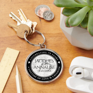 Elegant 75th Diamond Bruiloft Jubileum Sleutelhanger