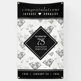 Elegant 75th Diamond Bruiloft Jubileum Spandoek