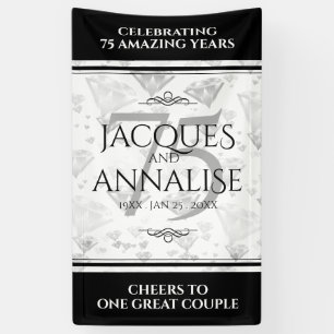 Elegant 75th Diamond Bruiloft Jubileum Spandoek