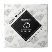 Elegant 75th Diamond Bruiloft Jubileum Tegeltje (Voorkant)