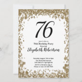 Elegant 76th Birthday Invitation With Gold Sequins (Devant)