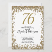 Elegant 76th Birthday Invitation With Gold Sequins (Devant)