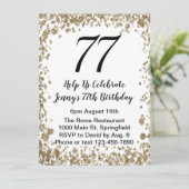 Elegant 77th Birthday Invitation in black and gold (Debout devant)