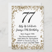 Elegant 77th Birthday Invitation in black and gold (Devant)
