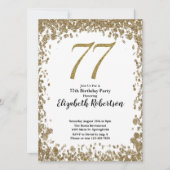 Elegant 77th Birthday Invitation With Gold Sequins Kaart (Voorkant)