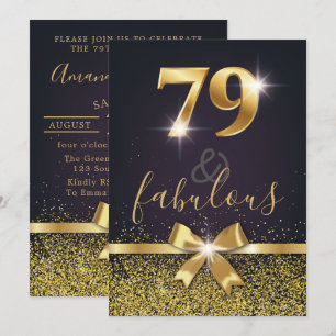 Elegant 79 & Fabulous Gold Glitter 79th Birthday Kaart