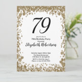 Elegant 79th Birthday Invitation With Gold Sequins (Debout devant)
