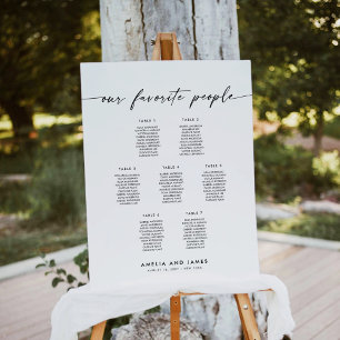 Elegant 7 Tafels Favoriete mensen Zitplaatskaart Poster