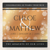 Elegant 7e 22e 49e Copper Wedding Jubileum Glazen Onderzetter (Voorkant)