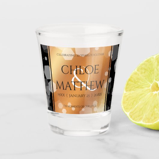 Elegant 7e 22e 49e Copper Wedding Jubileum Shot Glas (Voorkant)