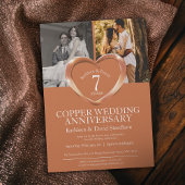 Elegant 7th Copper Wedding Anniversary Kaart