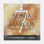 Elegant 7th Copper Wedding Jubileum Celebration Glas Ornament (Voorkant)