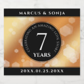 Elegant 7th Copper Wedding Jubileum Celebration Sparkling Wijnetiket (Enkel label)