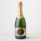 Elegant 7th Copper Wedding Jubileum Celebration Sparkling Wijnetiket (Voorkant)