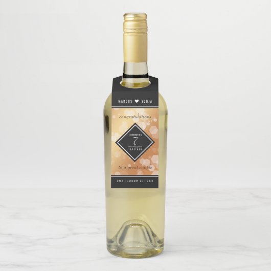 Elegant 7th Copper Wedding Jubileum Flessenhanger (Op fles)