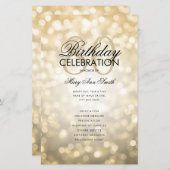 Elégant 80 Anniversaire Programme Lights Gold Menu (Devant / Derrière)