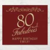 Elegant 80 en Fabulous Ornament 80th Verjaardag Sparkling Wijnetiket (Enkel label)