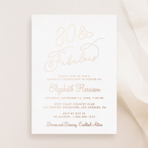 Elegant 80 en fantastisch 80ste verjaardagsfeest folie uitnodiging