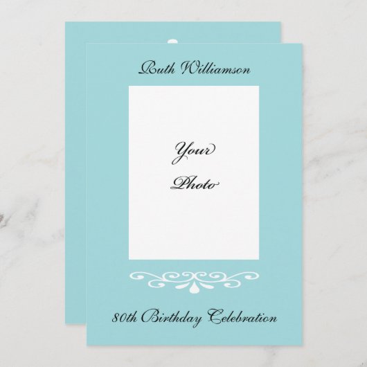 Elégant 80e anniversaire Invitation photo (Devant / Derrière)