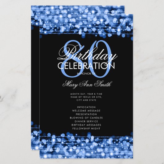 Élégant 80e anniversaire Programme de fête Marine  (Devant / Derrière)