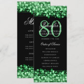 Élégant 80e anniversaire Programme de fête Menu ve (Devant / Derrière)
