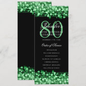 Élégant 80e anniversaire Programme de fête Vert (Devant / Derrière)