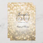 Élégant 80e anniversaire Programme Gold Bokeh avec (Devant / Derrière)