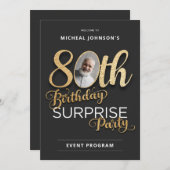 Élégant 80e anniversaire Surprise Party Programme (Devant / Derrière)