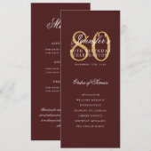 Élégant 80e Programme Gold Bourgogne Menu+Merci (Devant / Derrière)